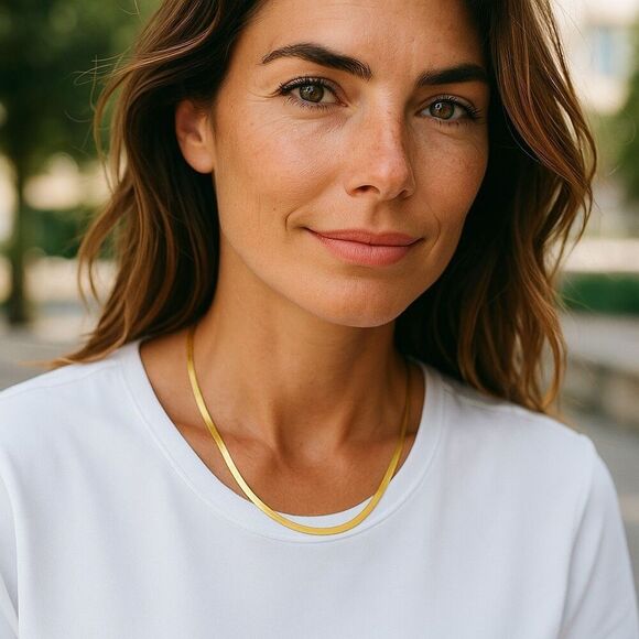 Elegant Italian Gold Vermeil 18" Chain Necklace – Timeless & Refined - Picture 2 of 4